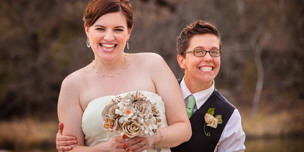 Lesbian couple at their wedding